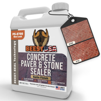 Beest Paver Sealer Wet Look Satin Finish Stone Sealer Stamped Concrete Sealer Outdoor Indoor Color Enhancing Driveway Se