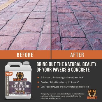 Beest Paver Sealer Wet Look Satin Finish Stone Sealer Stamped Concrete Sealer Outdoor Indoor Color Enhancing Driveway Se