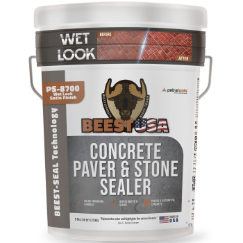 Beest Paver Sealer Wet Look Satin Finish Stone Sealer Stamped Concrete Sealer Outdoor Indoor Color Enhancing Driveway Se