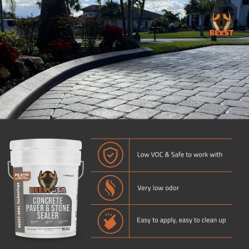 Beest Paver Sealer Wet Look Satin Finish Stone Sealer Stamped Concrete Sealer Outdoor Indoor Color Enhancing Driveway Se