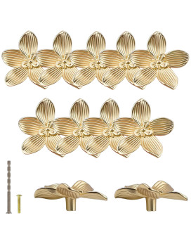 Brosay Gold Flower Drawer Knobs Creative Petal Kitchen Cabinet Knobs Dresser Knobs Furniture Cupboard Drawer Pulls Handles For W