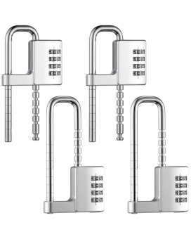 Gisafai 4 Pcs 4 Digit Combination Lock Code Cabinet Lock U Shaped Gym Locker Adjustable Padlock Metal Long Shackle Lock For Outd