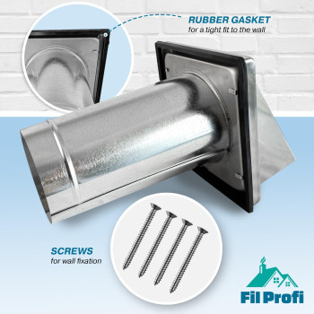 Filprofi Wall Vent Cover Exhaust Duct Kit Outside The House Kitchen Fan Dryer Deflector 6 Inch