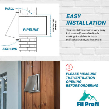 Filprofi Wall Vent Cover Exhaust Duct Kit Outside The House Kitchen Fan Dryer Deflector 6 Inch