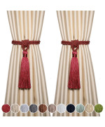 Fenghuangwu Curtain Tiebacks Tassel Tiebacks Rope Curtain Tie Backs Handmade Curtain Holdbacks Made From Polyesterred 2Pack