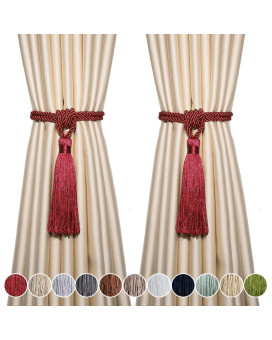 Fenghuangwu Curtain Tiebacks Tassel Tiebacks Rope Curtain Tie Backs Handmade Curtain Holdbacks Made From Polyesterred 2Pack