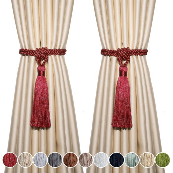 Fenghuangwu Curtain Tiebacks Tassel Tiebacks Rope Curtain Tie Backs Handmade Curtain Holdbacks Made From Polyesterred 2Pack