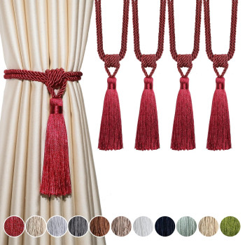 Fenghuangwu Curtain Tiebacks Tassel Tiebacks Rope Curtain Tie Backs Handmade Curtain Holdbacks Made From Polyesterred 4 Pack