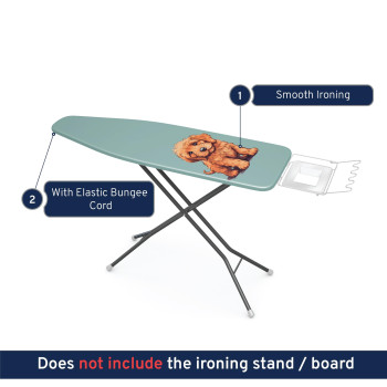 Encasa Homes Superior Ironing Board Cover Tommy Medium 42X14 Extra Thick 4Mm Felt Pad I Elastic Cord Lock Silicone