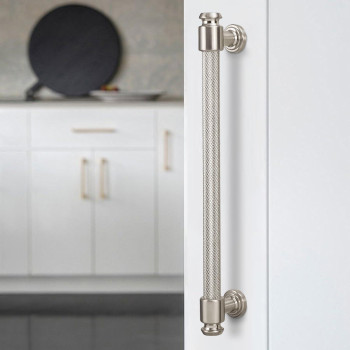 Bukobyhe 6 Pack 10Inch Brushed Satin Nickel Kitchen Cabinet Handles Knurled Cabinet Pulls Drawer Pulls Kitchen Hardware