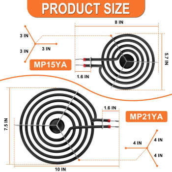 W10290350 W10290353 Porcelain Burner Drip Pan Bowls Mp22Ya Electric Range Burner Element Unit Set By Ceniparcompatible With W