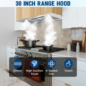 Range Hood Insert 30 Inch Vent Hood Insert With 600 Cfm Ductedductless Convertible Range Hood With 4 Speed Hood Fan For Kitch