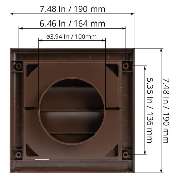 Ecopro Vent Plastic 4 Brown Dryer Vent Cover With Flange Exhaust Ventilation Grille With Shutters Louvered Air Vent For Ba