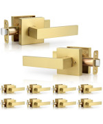 Gaurqiah 10 Pack Wholesale Brushed Gold Passage Door Levers Nonlocking Square Door Handles For Interior Doors Heavy Duty Rever