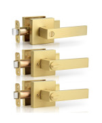 Gaurqiah 3 Pack Wholesale Brushed Gold Privacy Door Levers Square Keyless Door Handles For Interior Doors Heavy Duty Reversible