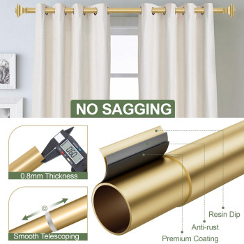 Briofox Gold Curtain Rods For Windows 28 To 48 Inch Heavy Duty Adjustable Length 1 Inch Diameter Window Curtain Rods For Indoor