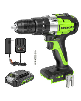 Greenworks 24V Brushless 12 Hammer Drill 530 Inlbs 20Ah Battery And Charger Included Ddg402