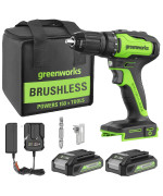 Greenworks 24V Brushless Drill 300Inibs 2 2 Ah Batteries 2A Adaptor 1H Charger Bag