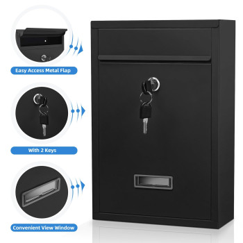 Mailbox Wall Mounted Key Lock Mail Boxes 33 D X 85 W X 126 H Weatherproof Secure Mail Box Key Lock Mail Boxes Outdo