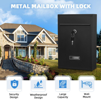 Mailbox Wall Mounted Key Lock Mail Boxes 33 D X 85 W X 126 H Weatherproof Secure Mail Box Key Lock Mail Boxes Outdo