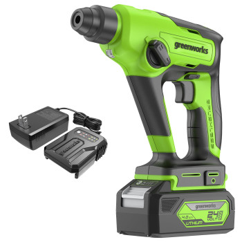 Greenworks 24V Brushless Sds 12J Rotary Hammer With 4Ah Usb Battery And 2A 1H Adaptor Charger