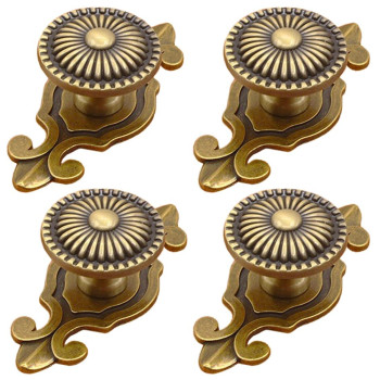 Kelier Brass Cabinet Knobs 4 Pack Vintage Retro Mushroom Drawer Knobs With Backplate Dresser Pull Handles For Kitchencupboa