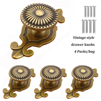 Kelier Brass Cabinet Knobs 4 Pack Vintage Retro Mushroom Drawer Knobs With Backplate Dresser Pull Handles For Kitchencupboa