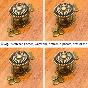 Kelier Brass Cabinet Knobs 4 Pack Vintage Retro Mushroom Drawer Knobs With Backplate Dresser Pull Handles For Kitchencupboa