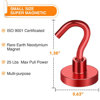 Mikede Magnetic Hooks Heavy Duty 28Lb Strong Magnets With Hook For Fridge Neodymium Extra Strength Industrial Hooks For Hangi