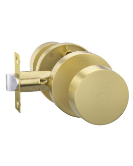 Goldenwarm 1 Pack Brushed Gold Passage Door Knob Zincalloy Brushed Brass Closet Door Knob Brushed Gold Passage Door Knob For