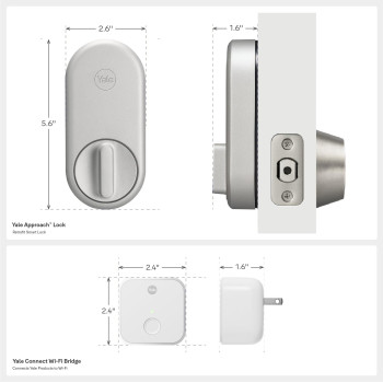 Yale Approach Smart Wifi Deadbolt Retrofit Smart Lock Unlimited Virtual Keys App Remote Control Keyless Entry Silver