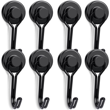 E Bavite Swivel Swing Magnetic Hook 40Lb Black Refrigerator Magnetic Hook 8Pack Strong Neodymium Magnet Hook For Refrigerator Ma