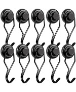 E Bavite Black Swivel Swing Magnetic Hook 80Lb Refrigerator Magnetic Hooks 10 Pack Strong Neodymium Magnet Hook For Refrigerator