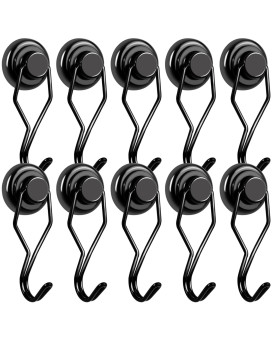 E Bavite Black Swivel Swing Magnetic Hook 80Lb Refrigerator Magnetic Hooks 10 Pack Strong Neodymium Magnet Hook For Refrigerator