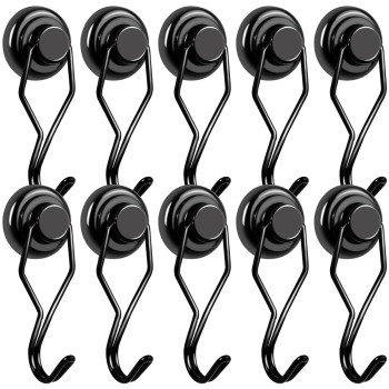 E Bavite Black Swivel Swing Magnetic Hook 80Lb Refrigerator Magnetic Hooks 10 Pack Strong Neodymium Magnet Hook For Refrigerator