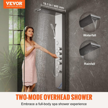 Vevor Shower Tower 4 Shower Modes Shower Tower System Rainfall Waterfall 5 Full Body Massage Jets And 3Setting Handheld Sho