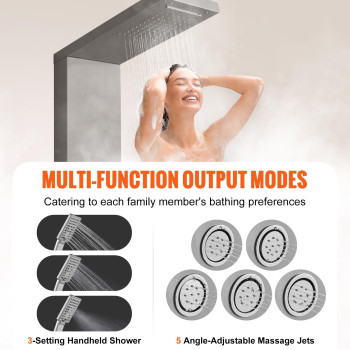 Vevor Shower Tower 4 Shower Modes Shower Tower System Rainfall Waterfall 5 Full Body Massage Jets And 3Setting Handheld Sho