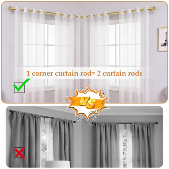 Tonial Corner Window Curtain Rods 3286 Inch Center Rod For Window 2082 Inch Side Rods For Windows 34 Inch Decorative Draper