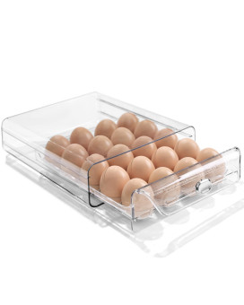 Hansgo Egg Container For Refrigerator Egg Storage Container 20 Egg Holder For Fridge Stackable Egg Tray With Time Scale Clear E