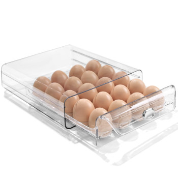 Hansgo Egg Container For Refrigerator Egg Storage Container 20 Egg Holder For Fridge Stackable Egg Tray With Time Scale Clear E