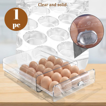 Hansgo Egg Container For Refrigerator Egg Storage Container 20 Egg Holder For Fridge Stackable Egg Tray With Time Scale Clear E