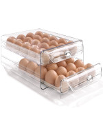 Hansgo Egg Container For Refrigerator 40 Egg Holder For Fridge Stackable Egg Tray With Time Scale Egg Storage Container Clear E