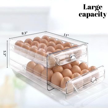 Hansgo Egg Container For Refrigerator 40 Egg Holder For Fridge Stackable Egg Tray With Time Scale Egg Storage Container Clear E