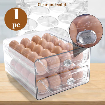 Hansgo Egg Container For Refrigerator 40 Egg Holder For Fridge Stackable Egg Tray With Time Scale Egg Storage Container Clear E