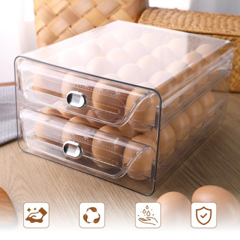 Hansgo Egg Container For Refrigerator 40 Egg Holder For Fridge Stackable Egg Tray With Time Scale Egg Storage Container Clear E