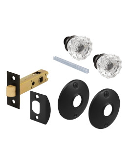 Primeline E 28328 Passage Door Latch Set Glass Knob With Latch Bolt Matte Black Finish Vintage Single Pack