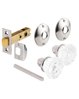 Primeline E 28325 Passage Door Latch Set Glass Knob With Latch Bolt Satin Nickel Finish Vintage Single Pack