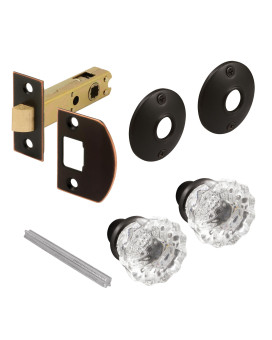 Primeline E 28327 Passage Door Latch Set Glass Knob With Latch Bolt Bronze Finish Vintage Single Pack