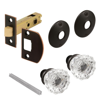 Primeline E 28327 Passage Door Latch Set Glass Knob With Latch Bolt Bronze Finish Vintage Single Pack