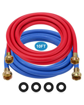 Washer Hose 10 Ft10Ft Rubber Washing Machine Hoses Washer And Dryer Hose 34 Connection Supply Lines For Hot And Cold Water Was